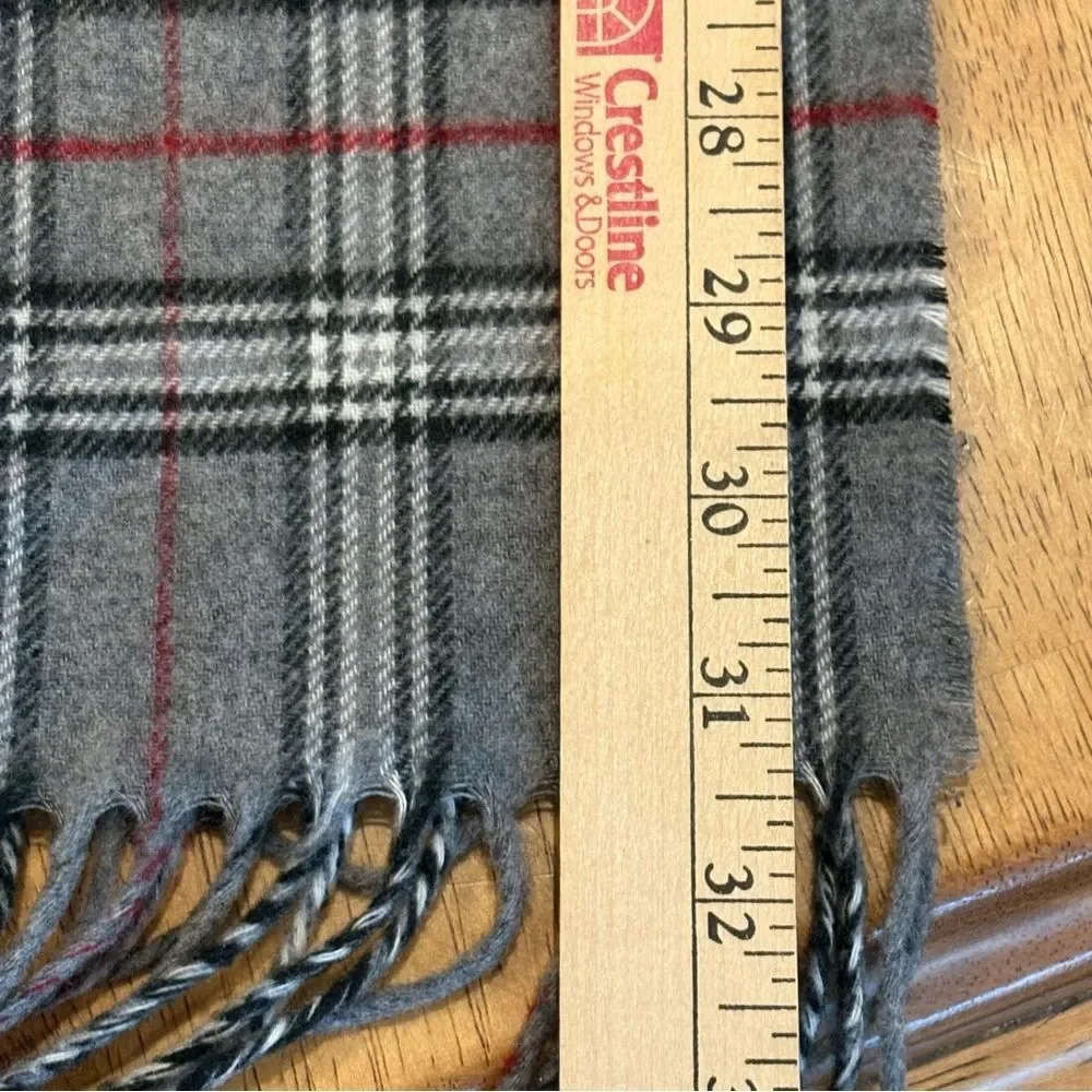 V. FRAAS Cashmink Gray and Red Plaid Winter Scarf